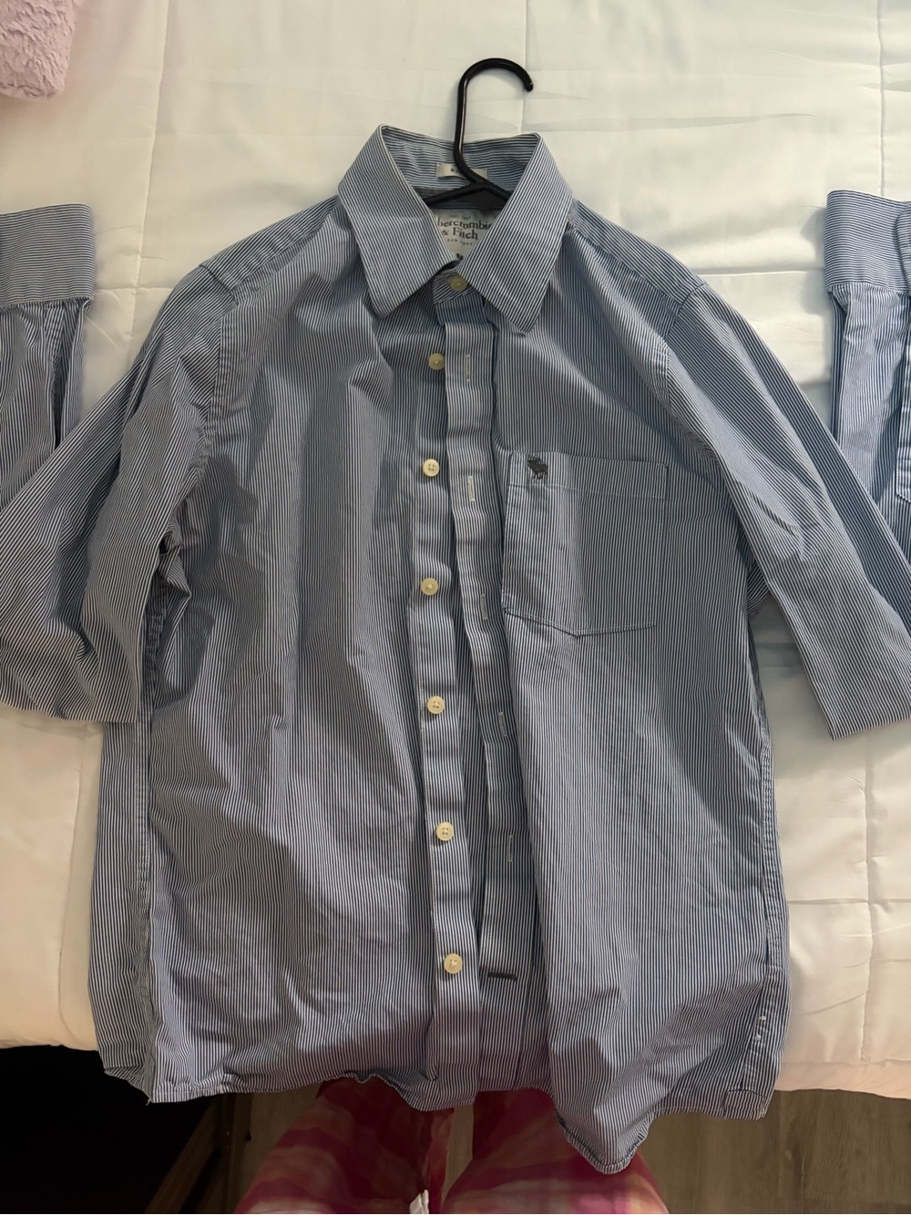 Abercrombie & Fitch Light Blue Micro-Stripe Button Down Shirt